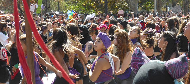 Scene from women’s march in Santiago