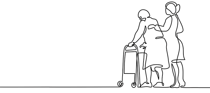 A line drawing of two people that consists of a single line